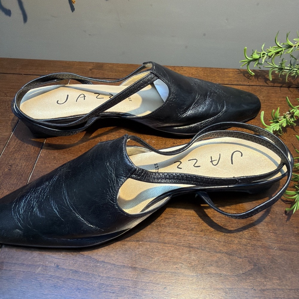 Vintage JAZZ Espana Women's Shoes Sz 7 Black Leather Heels Made in Spain EUC - Picture 7 of 10